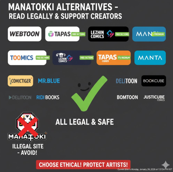 마나토끼의 대안으로 이용할 수 있는 카카오웹툰, 리디북스, 미스터블루 등 다양한 합법 플랫폼들을 소개합니다